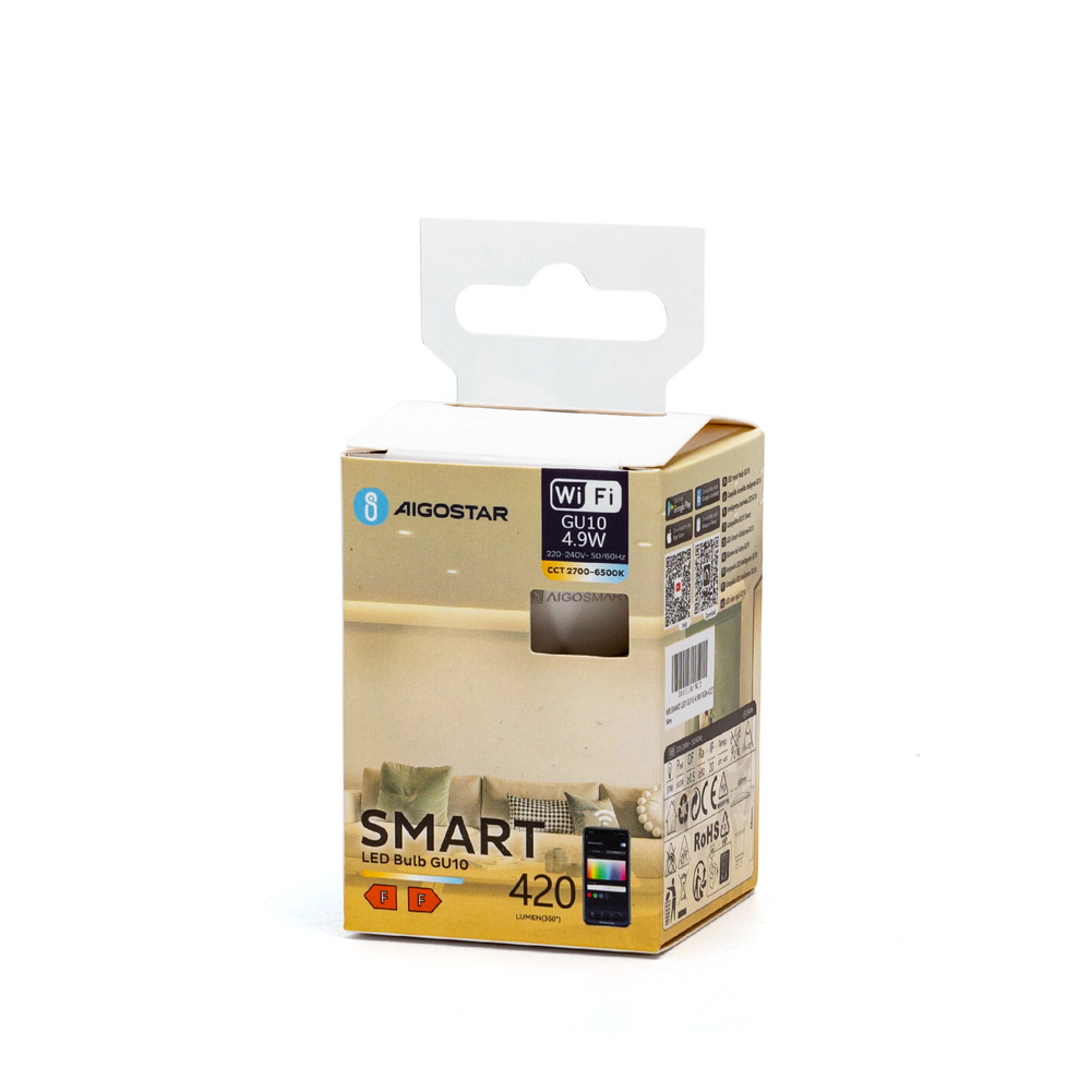 Faretto Led Smart GU10 4,9W WiFi RGB CCT luce regolabile e dimmerabile Aigostar - Foto 4