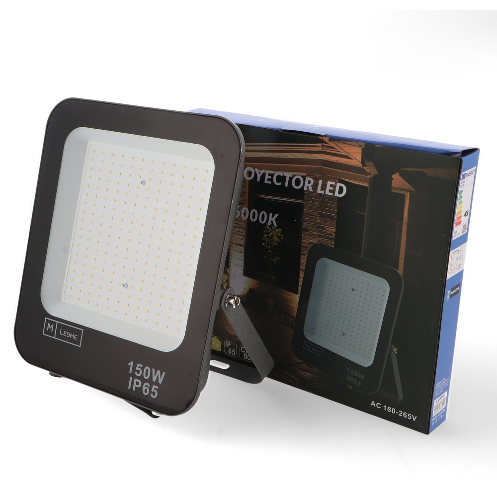 Faro proiettore Led Napoli 150W Nero da esterno IP65 Bianco freddo 6000K M LEDME - Foto 2