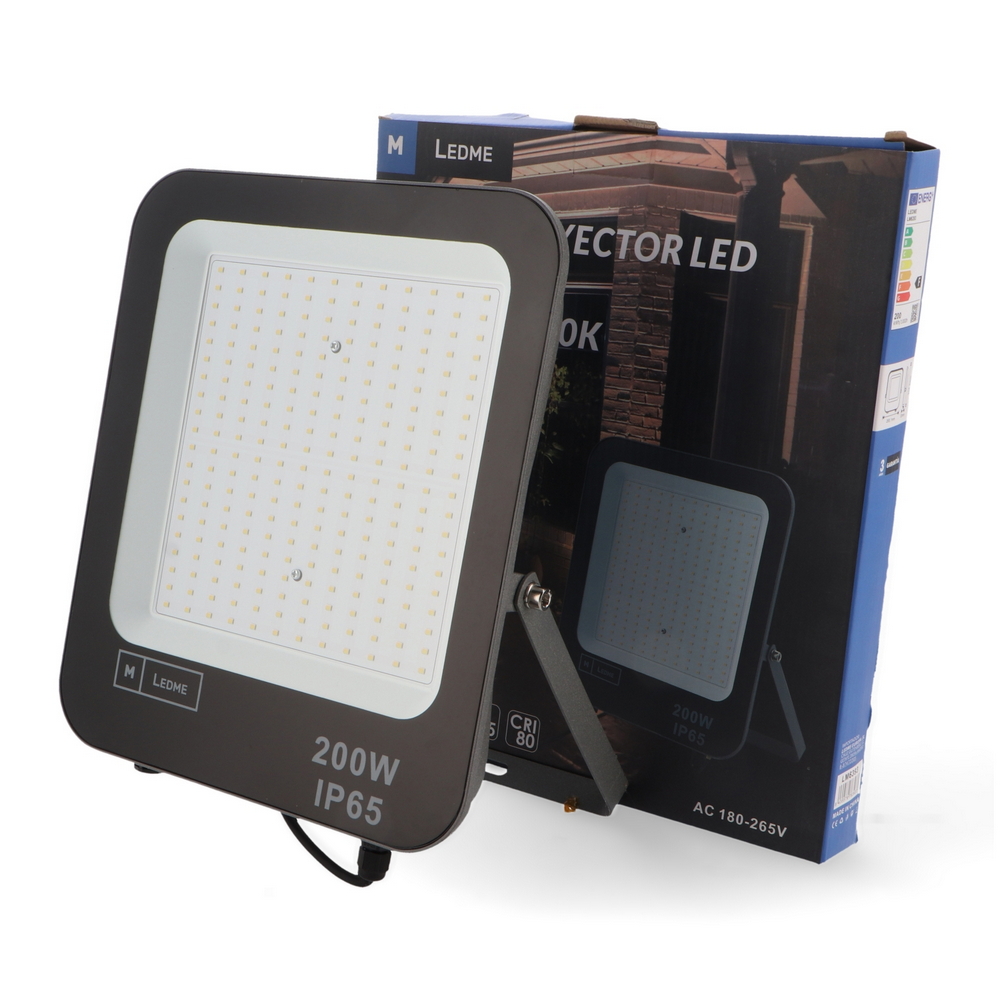 Faro proiettore Led Napoli 200W Nero da esterno IP65 Bianco freddo 6000K M LEDME - Foto 2