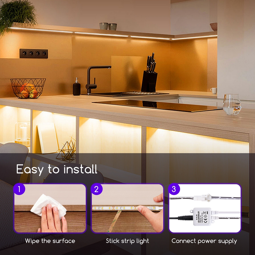 Kit Striscia Led 12V 18W SMD 2835 5 metri IP65 Bianco Caldo 3000K Aigostar - Foto 3