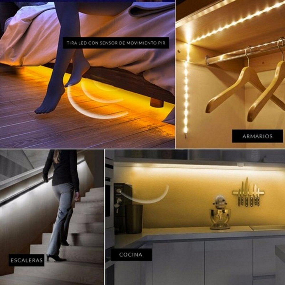 Kit Striscia Led sottoletto 12V 3,6W SMD 2835 1,2 metri IP20 con sensore di movimento Bianco Caldo 3000K M LEDME - Foto 3