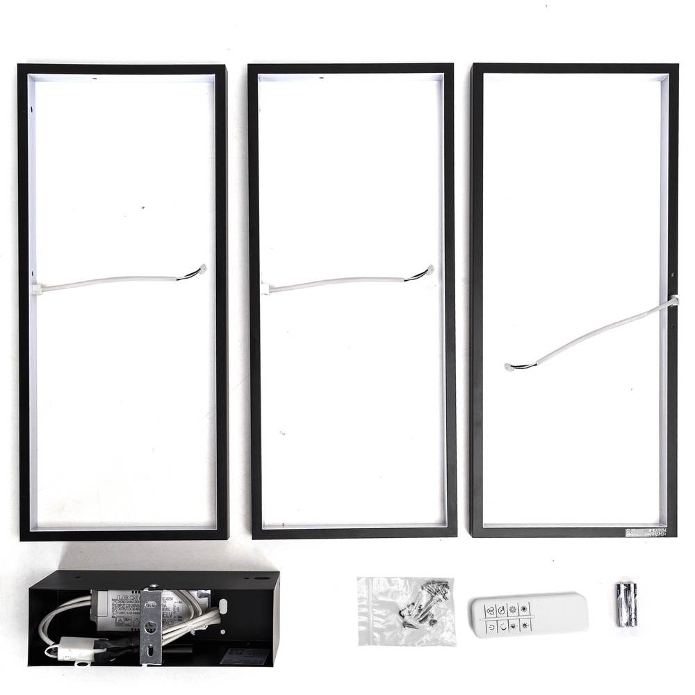 Lampadario Led da soffitto geometrico Nero 38W CCT temperatura colore regolabile con telecomando Aigostar - Foto 1