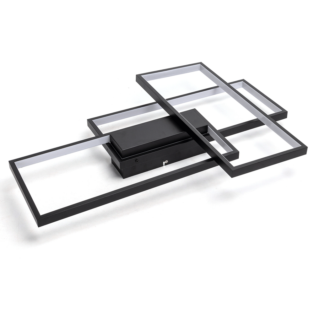 Lampadario Led da soffitto geometrico Nero 38W CCT temperatura colore regolabile con telecomando Aigostar - Foto 2