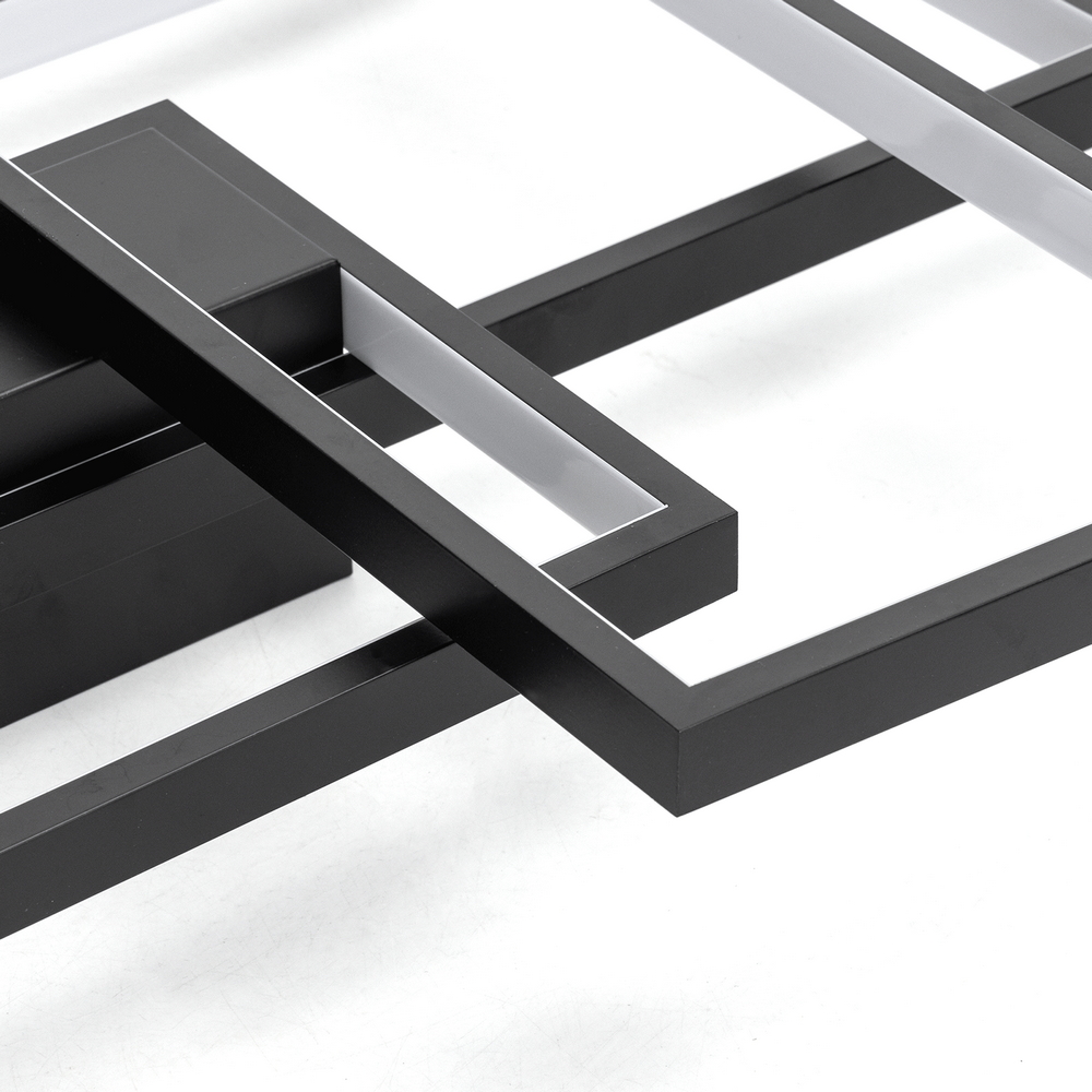 Lampadario Led da soffitto geometrico Nero 38W CCT temperatura colore regolabile con telecomando Aigostar - Foto 3