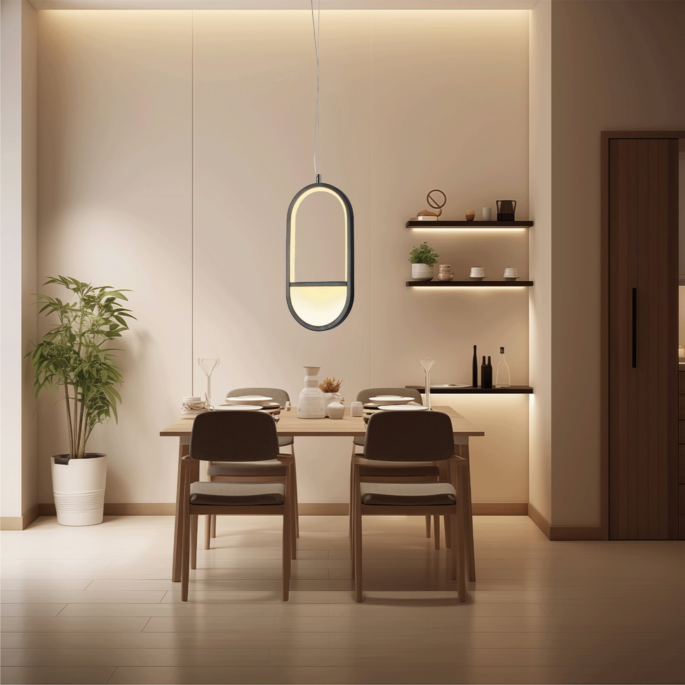 Lampadario Led da soffitto Slit Nero 13,5W Bianco caldo 2700K Aigostar - Foto 3