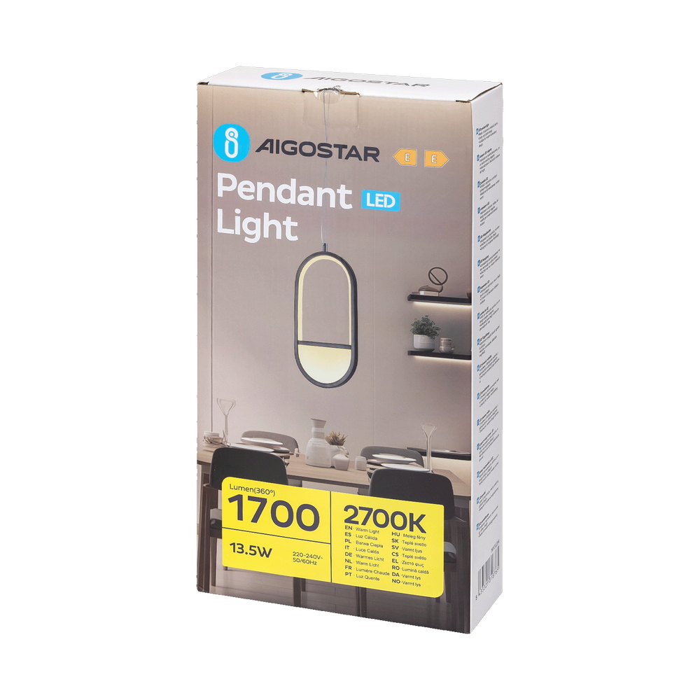 Lampadario Led da soffitto Slit Nero 13,5W Bianco caldo 2700K Aigostar - Foto 4