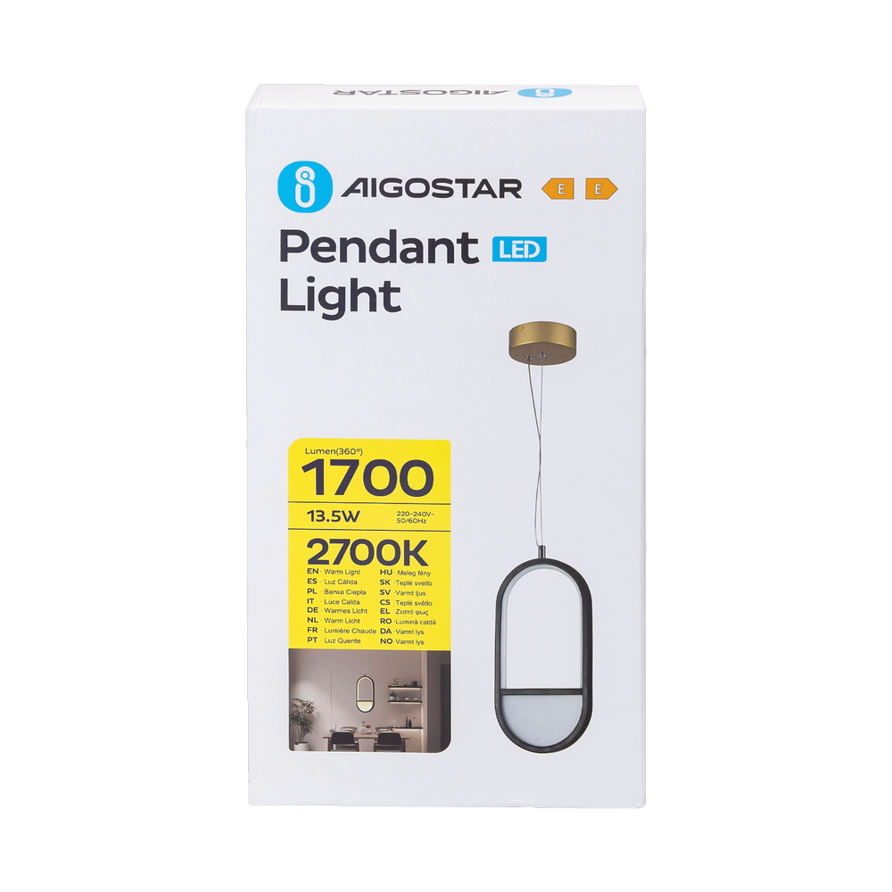 Lampadario Led da soffitto Slit Nero 13,5W Bianco caldo 2700K Aigostar - Foto 5