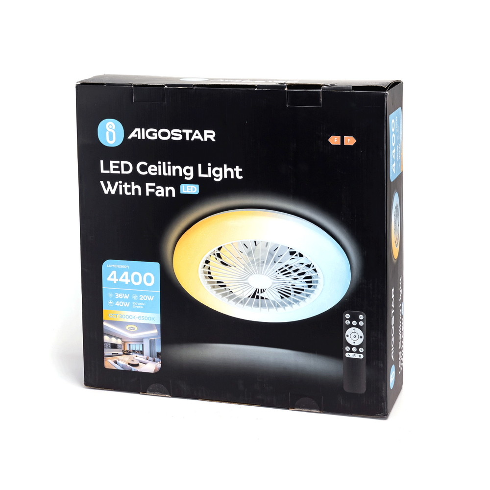 Lampadario Ventilatore da soffitto 60W illuminazione Led regolabile con telecomando Aigostar - Foto 2