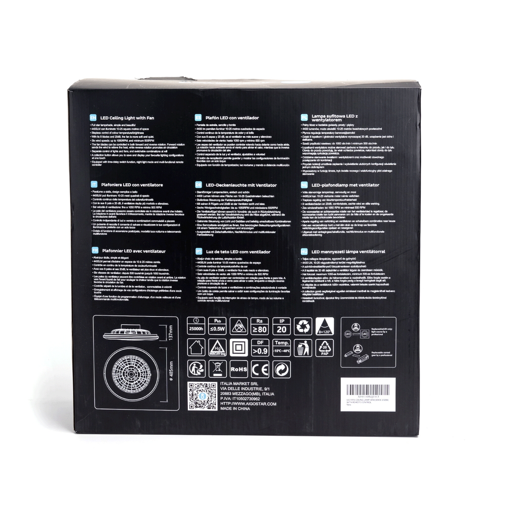 Lampadario Ventilatore da soffitto 60W illuminazione Led regolabile con telecomando Aigostar - Foto 4
