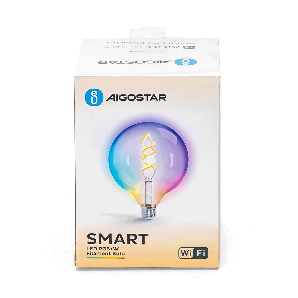 Lampadina Led a Filamento Smart G125 E27 4,9W WiFi RGB + Bianco caldo 2700K luce regolabile e dimmerabile Aigostar - Foto 5