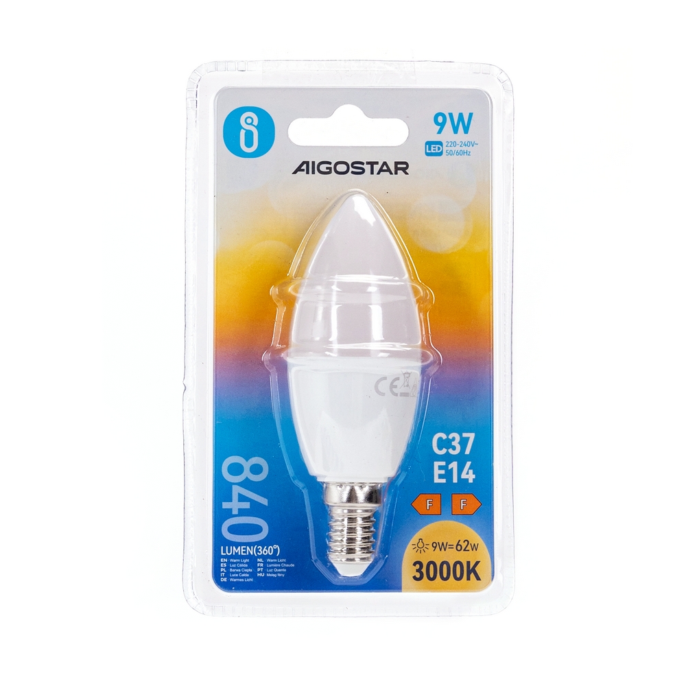 Lampadina Led E14 C37 a oliva 9W Bianco caldo 3000K Aigostar - Foto 2
