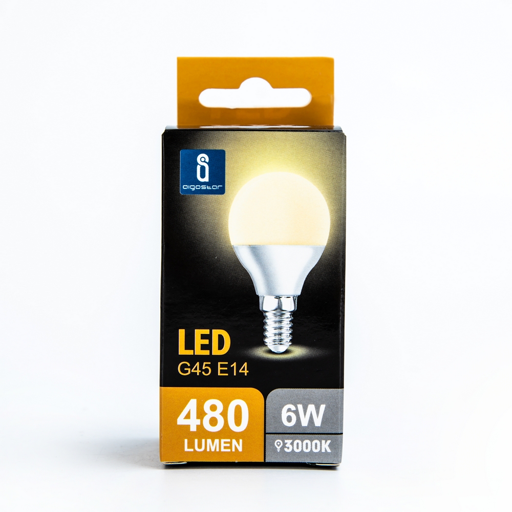 Lampadina Led E14 G45 a sfera 6W Bianco caldo 3000K Aigostar - Foto 2