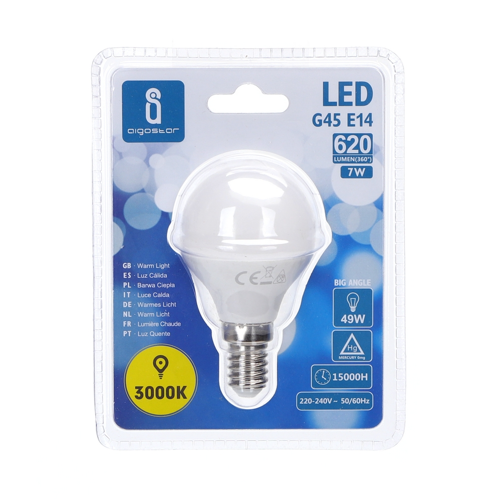 Lampadina Led E14 G45 a sfera 7W Bianco caldo 3000K Aigostar - Foto 2