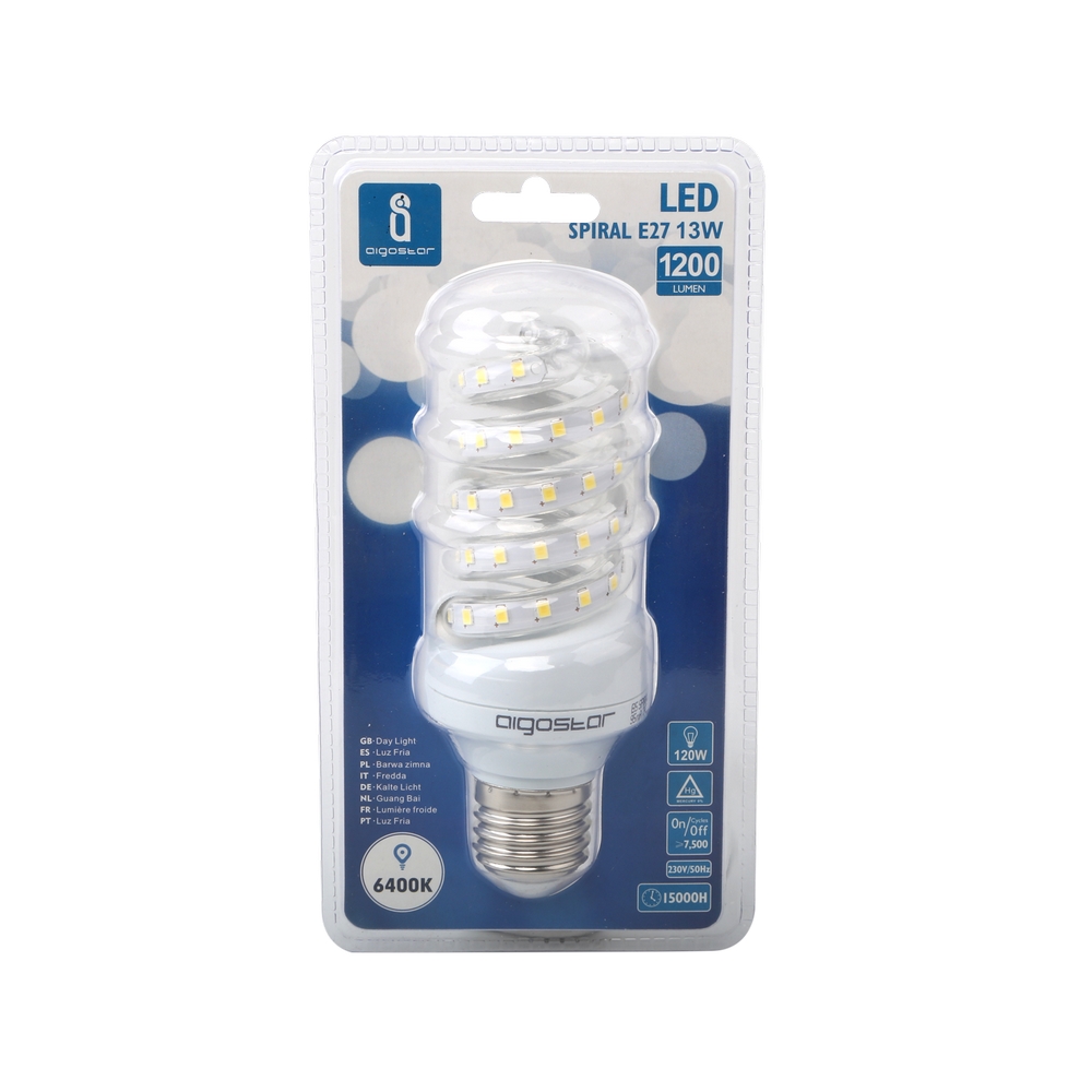 Lampadina Led E27 a tubo a spirale 13W Bianco freddo 6400K Aigostar - Foto 2