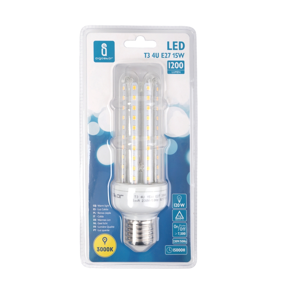 Lampadina Led E27 a tubo a U 15W Bianco caldo 3000K Aigostar - Foto 1