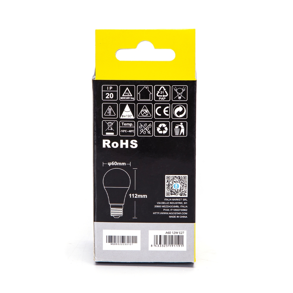 Lampadina Led E27 A60 a bulbo 12W Bianco neutro 4000K Aigostar - Foto 3