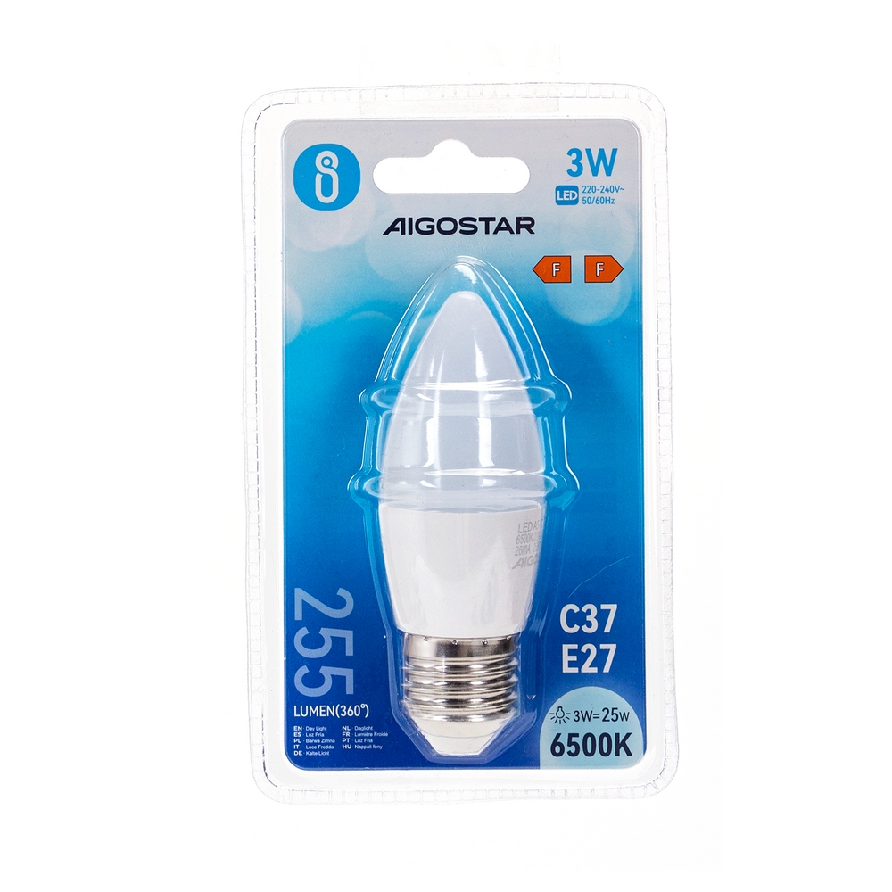 Lampadina Led E27 C35 a candela 3W Bianco freddo 6400K Aigostar - Foto 2