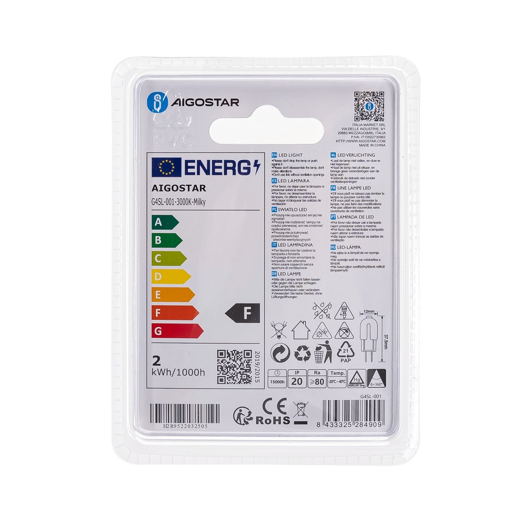 Lampadina Led G4 a Capsula 1,3W SMD opaca Bianco caldo 3000K Aigostar - Foto 3