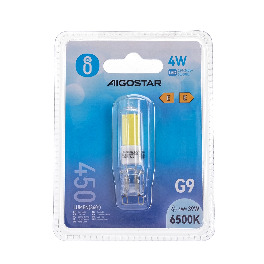 Lampadina Led G9 a Capsula 4W COB in vetro trasparente Bianco freddo 6500K Aigostar - Foto 2