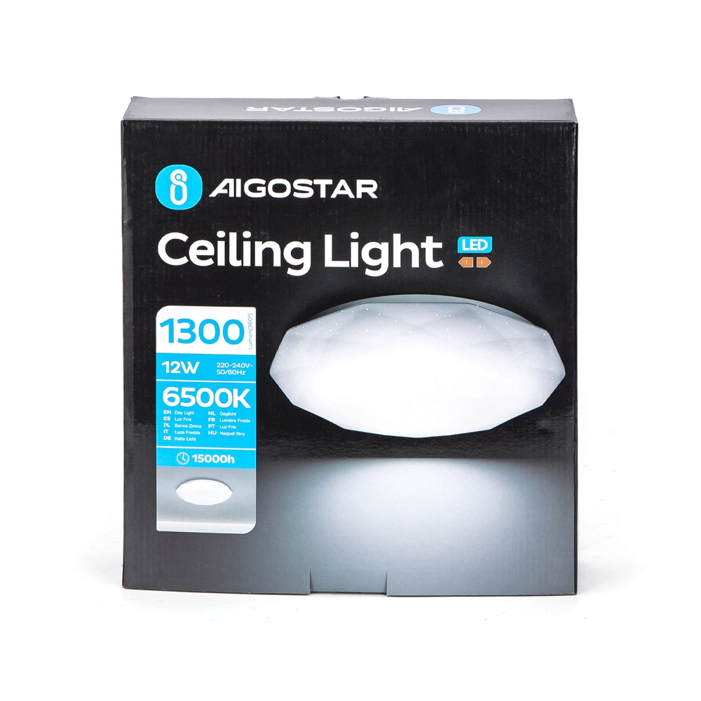 Plafoniera Led 12W Bianca Diamante Bianco freddo 6500K Aigostar - Foto 1