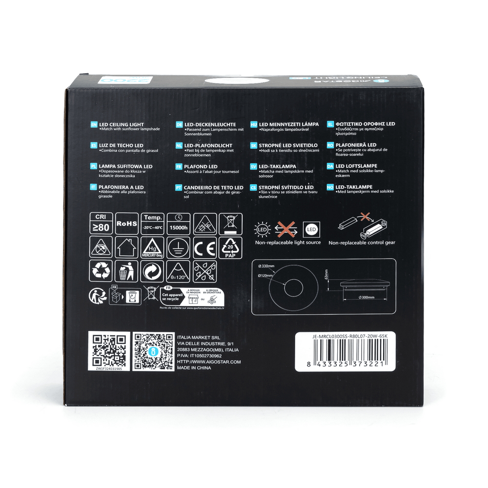 Plafoniera Led 20W Line rotonda Bianco freddo 6500K Aigostar - Foto 6