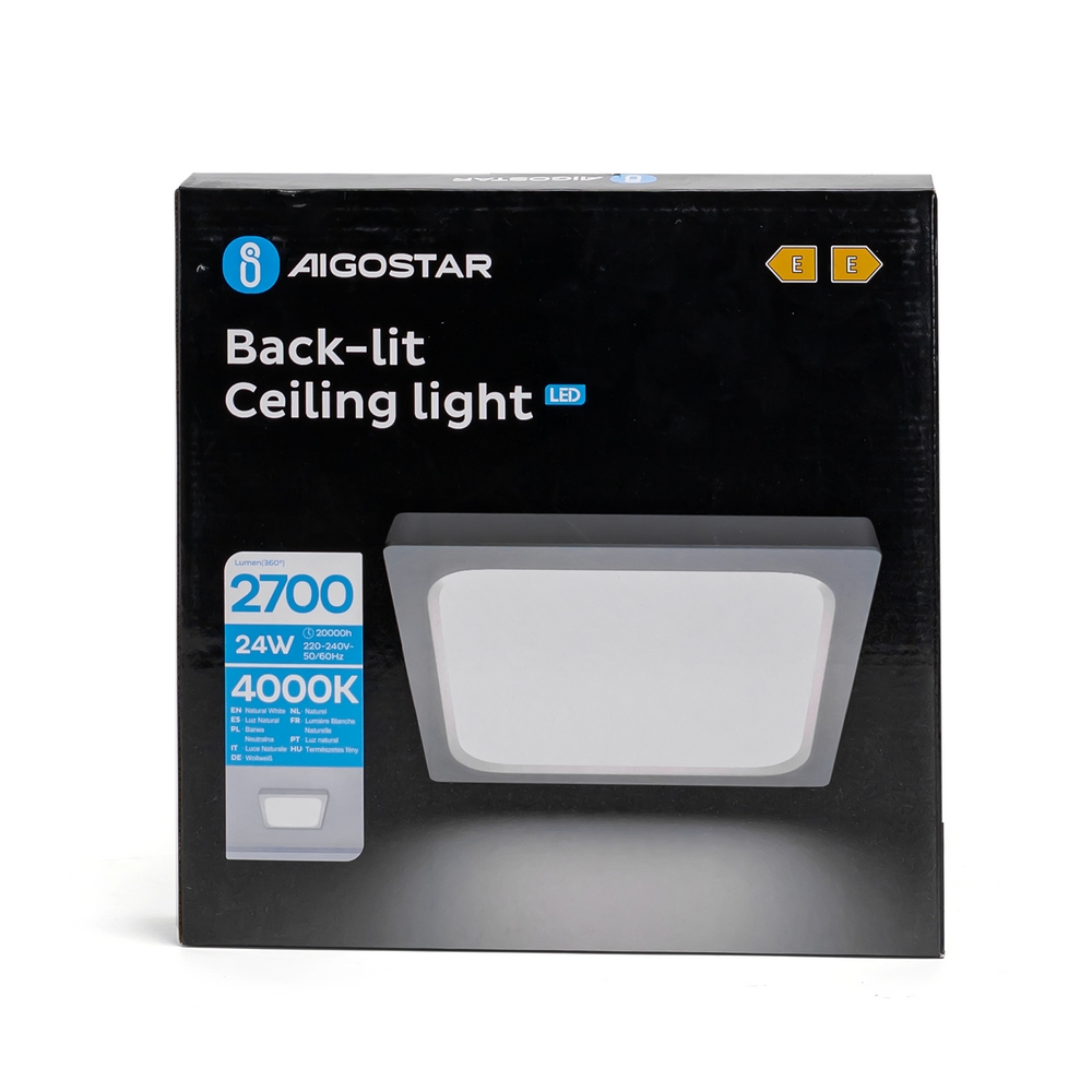 Plafoniera Led slim 24W Bianca Quadrata Bianco neutro 4000K Aigostar - Foto 2