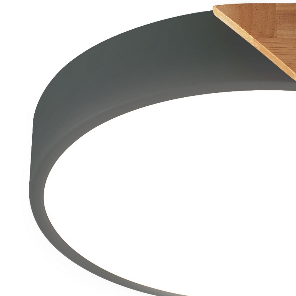 Plafoniera Led Wood 24W Grigia e Marrone Rotonda CCT luce regolabile con telecomando M LEDME - Foto 1