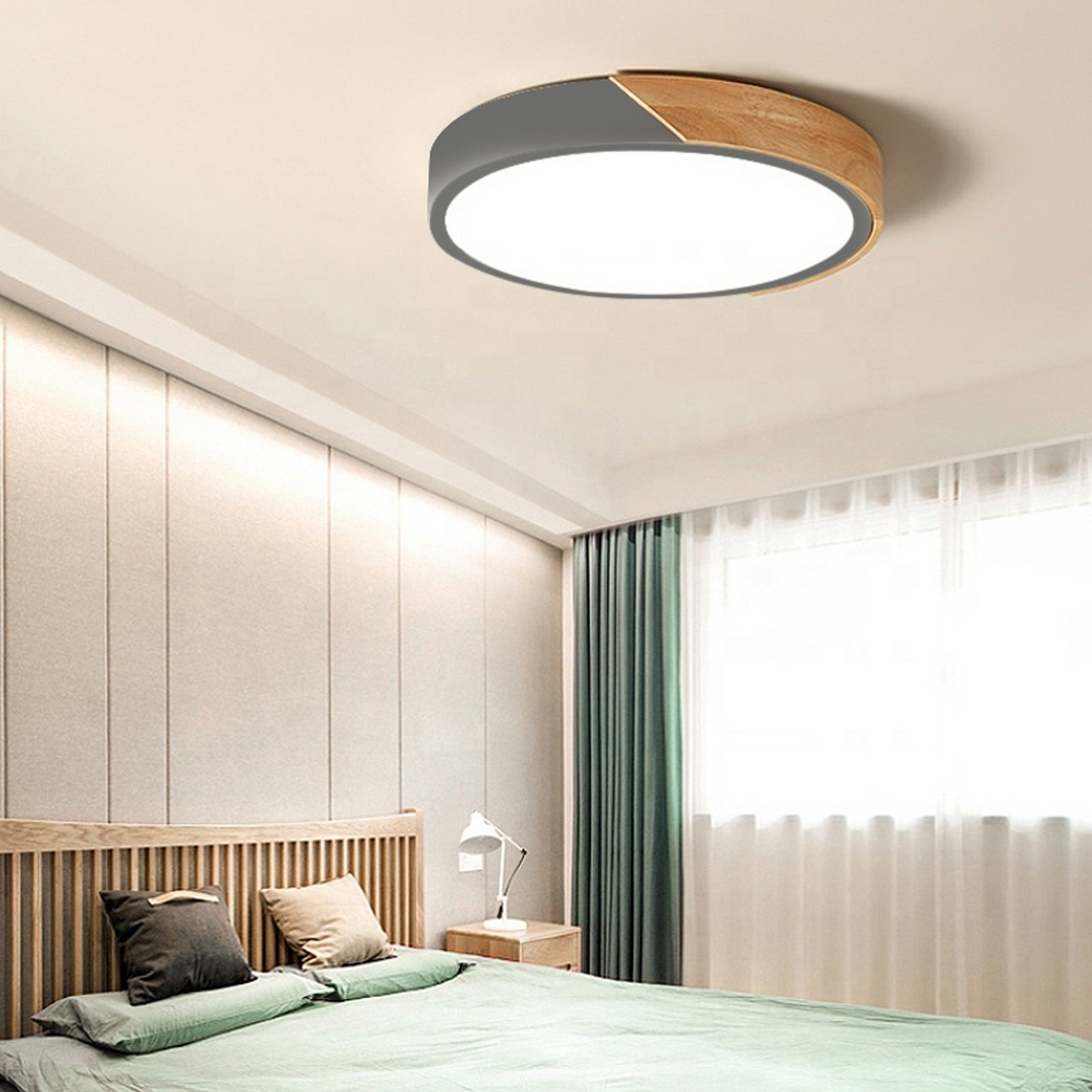 Plafoniera Led Wood 24W Grigia e Marrone Rotonda CCT luce regolabile con telecomando M LEDME - Foto 3