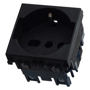 Foto principale Presa Schuko bipasso 16A nera compatibile anche con Vimar Arké