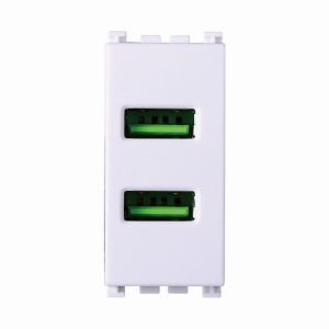 Foto principale Presa USB a 2 posti nera compatibile anche con Vimar Arké