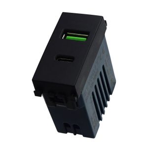 Foto principale Presa USB Type-C a 2 posti nera compatibile Vimar Arké