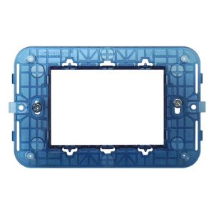 Foto principale Supporto portafrutti 3 moduli 503 in plastica trasparente blu compatibile anche con Vimar Arké