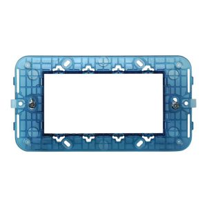 Foto principale Supporto portafrutti 4 moduli 504 in plastica trasparente blu compatibile anche con Vimar Arké