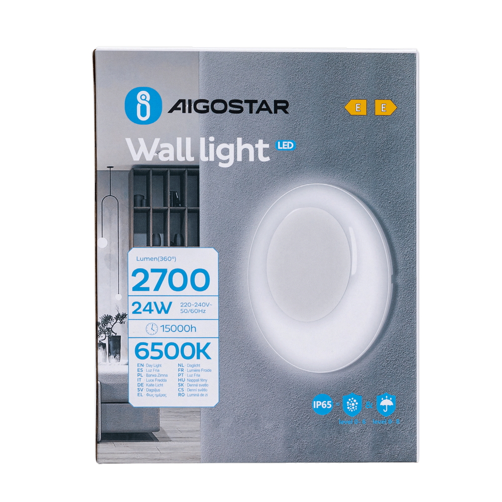 Applique Led da parete slim Eye 24W rotondo Bianco IP65 Bianco freddo 6500K Aigostar - Foto 4