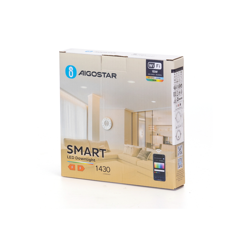 Faretto Led da incasso Smart 15W WiFi RGB CCT luce regolabile e dimmerabile Aigostar - Foto 6