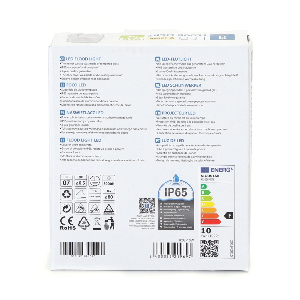 Faro proiettore Led 10W Bianco da esterno IP65 Bianco neutro 4000K Aigostar - Foto 4