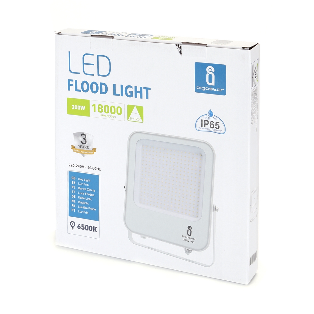 Faro proiettore Led 200W Bianco da esterno IP65 Bianco freddo 6500K Aigostar - Foto 3
