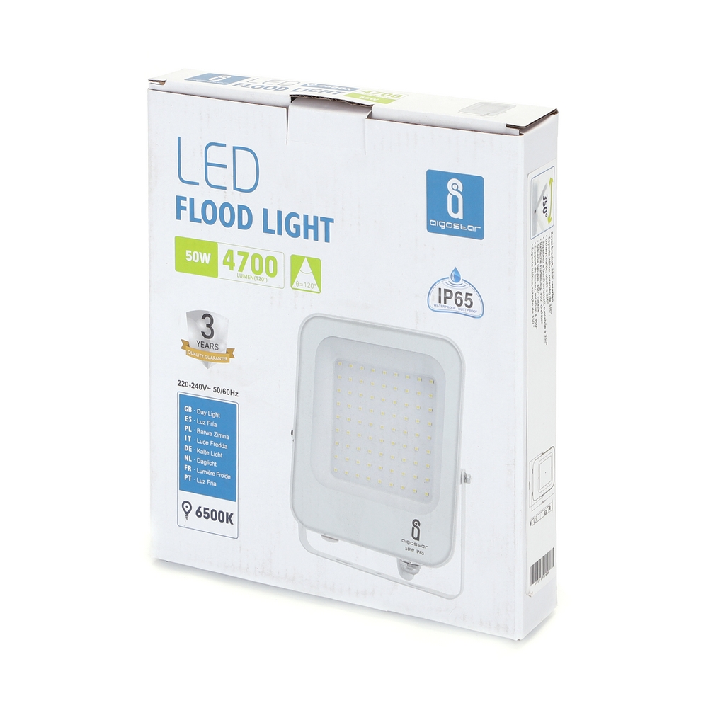 Faro proiettore Led 50W Bianco da esterno IP65 Bianco freddo 6500K Aigostar - Foto 3