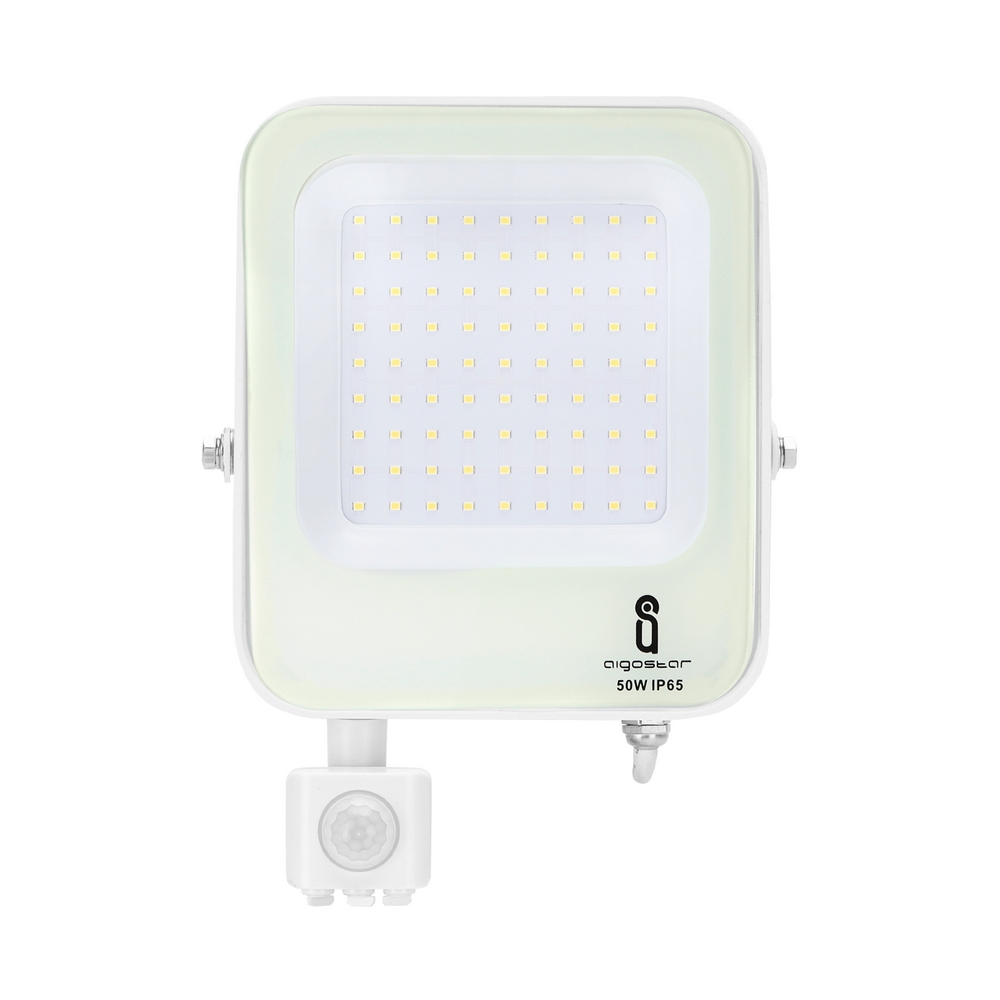 Faro proiettore Led 50W Bianco da esterno IP65 Bianco freddo 6500K con sensore crepuscolare e di movimento Aigostar - Foto 1