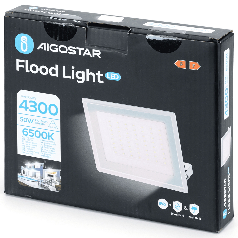 Faro proiettore Led 50W Bianco da esterno slim IP65 Bianco freddo 6500K Aigostar - Foto 4
