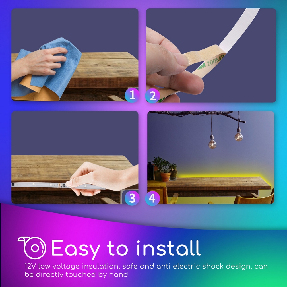 Kit Striscia Led 12V 24W SMD 5050 5 metri IP65 con telecomando RGB Aigostar - Foto 3