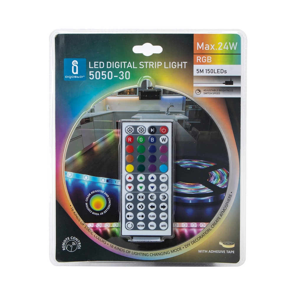 Kit Striscia Led 12V 24W SMD 5050 5 metri IP65 con telecomando RGB Aigostar - Foto 6