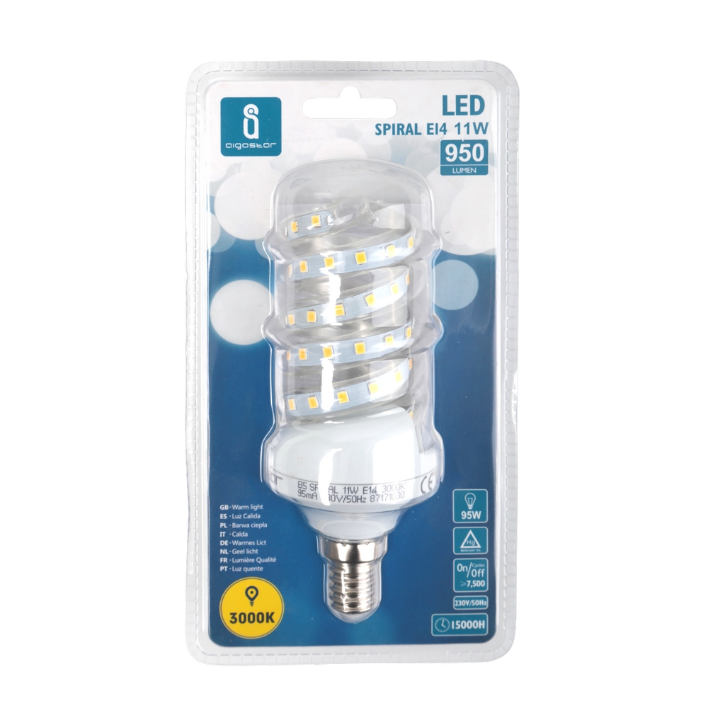 Lampadina Led E14 a tubo a spirale 11W Bianco caldo 3000K Aigostar - Foto 1