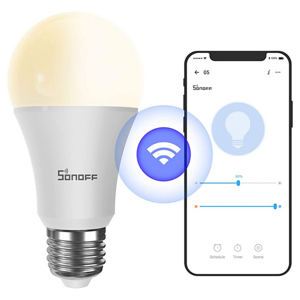 Lampadina Led Smart SONOFF B02-B-A60 E27 9W WiFi Bianco Caldo e Freddo Dimmerabile - Foto 1
