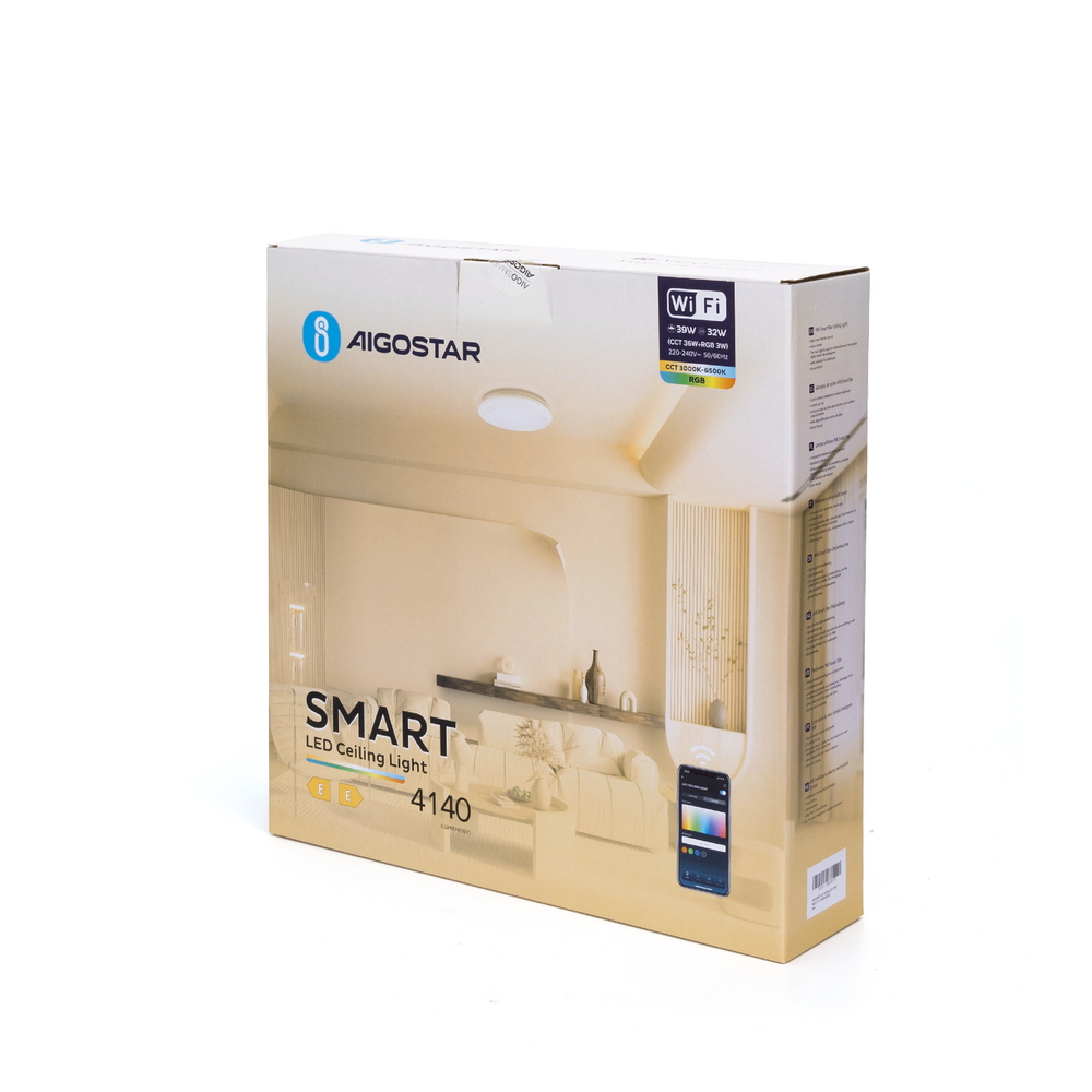 Plafoniera Led Smart 36W + 3W WiFi CCT luce regolabile e dimmerabile Aigostar - Foto 5