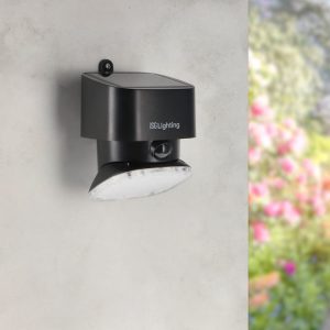 Foto principale Applique Led da parete Flat 1W Nero con pannello solare IP44 Bianco neutro 4000K con sensore crepuscolare e di movimento iSG Lighting