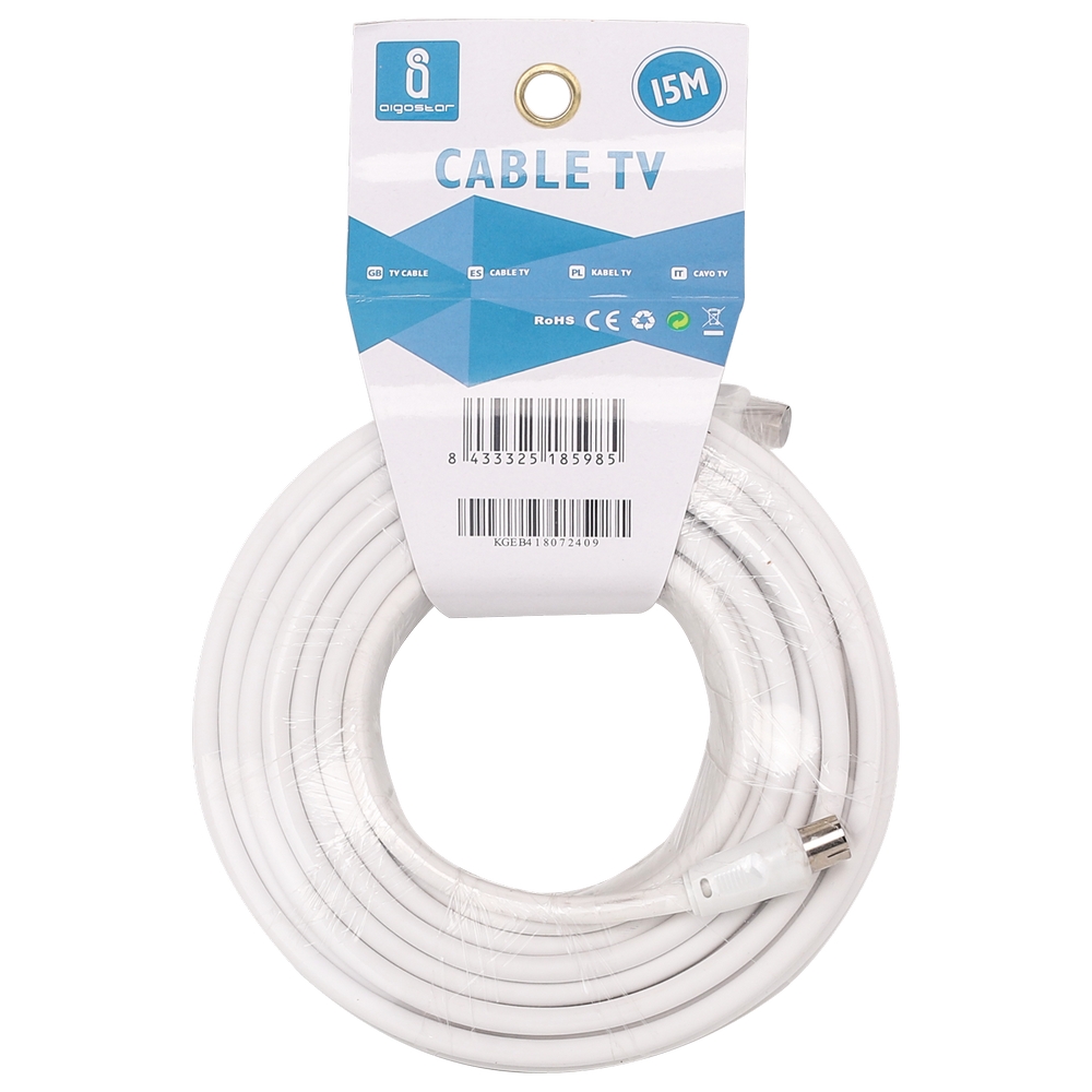 Cavo TV per antenna maschio/femmina 15m bianco Aigostar - Foto 2
