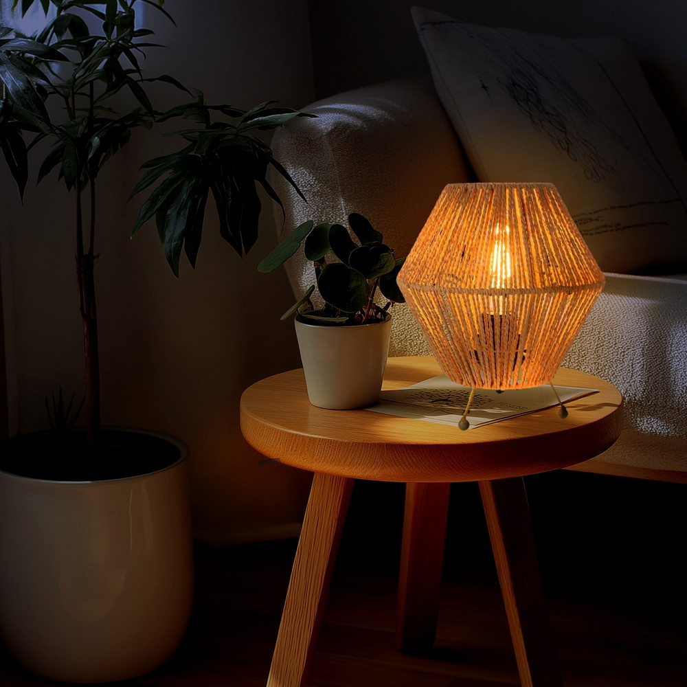 Lampada da tavolo Formentera in legno beige E27 M Ledme - Foto 1