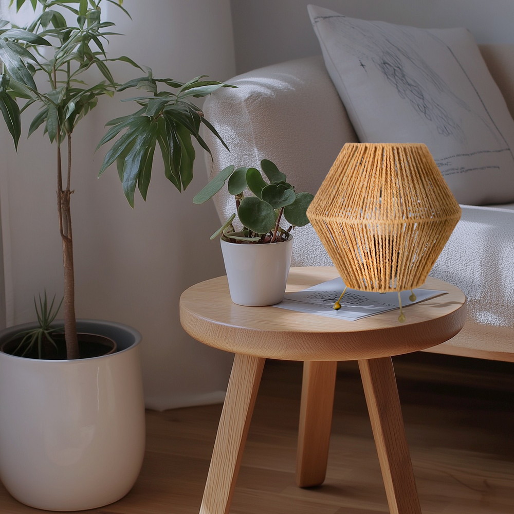 Lampada da tavolo Formentera in legno beige E27 M Ledme - Foto 4