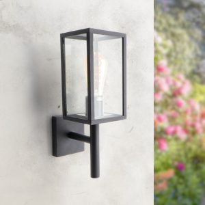Foto principale Lanterna da parete Ducte Nera IP44 1 x E27 M LEDME